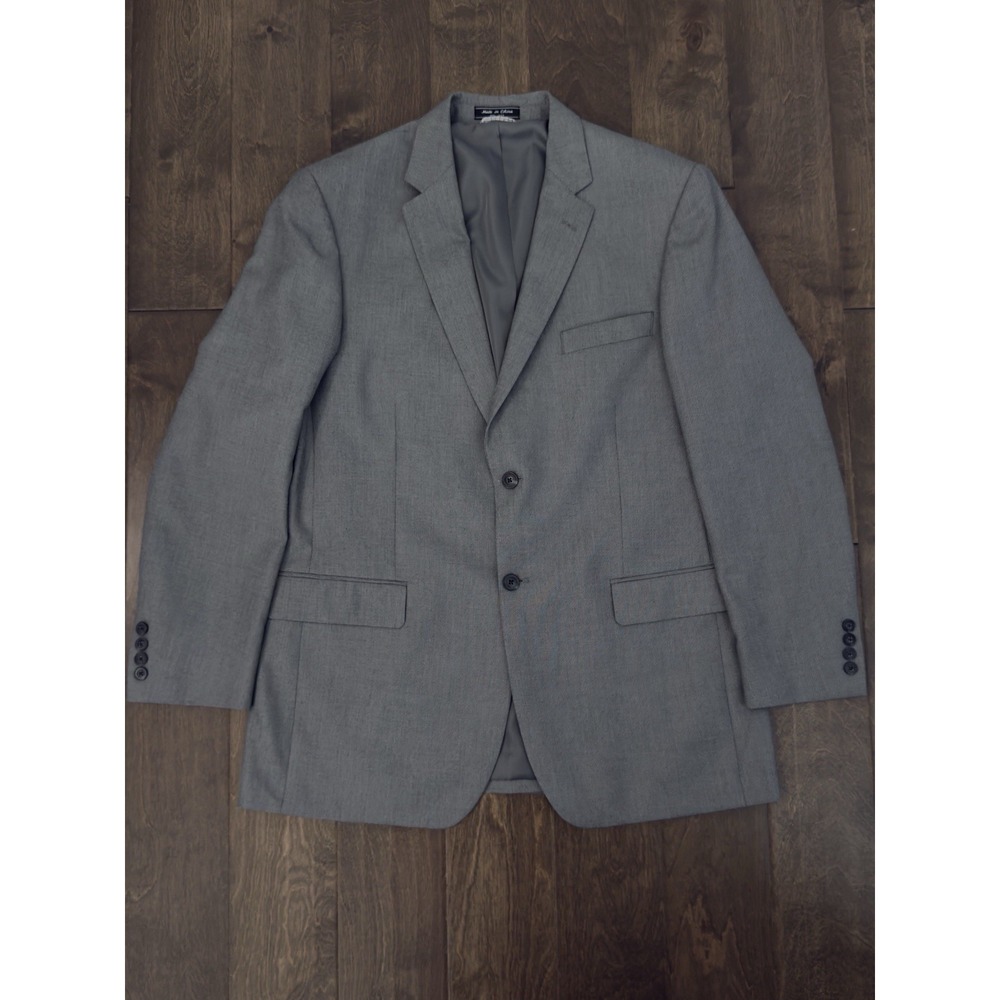 Saddlebred Men's Grey Sports Coat Suit Blazer 2-Button Size 44L Viscose‎ Blend